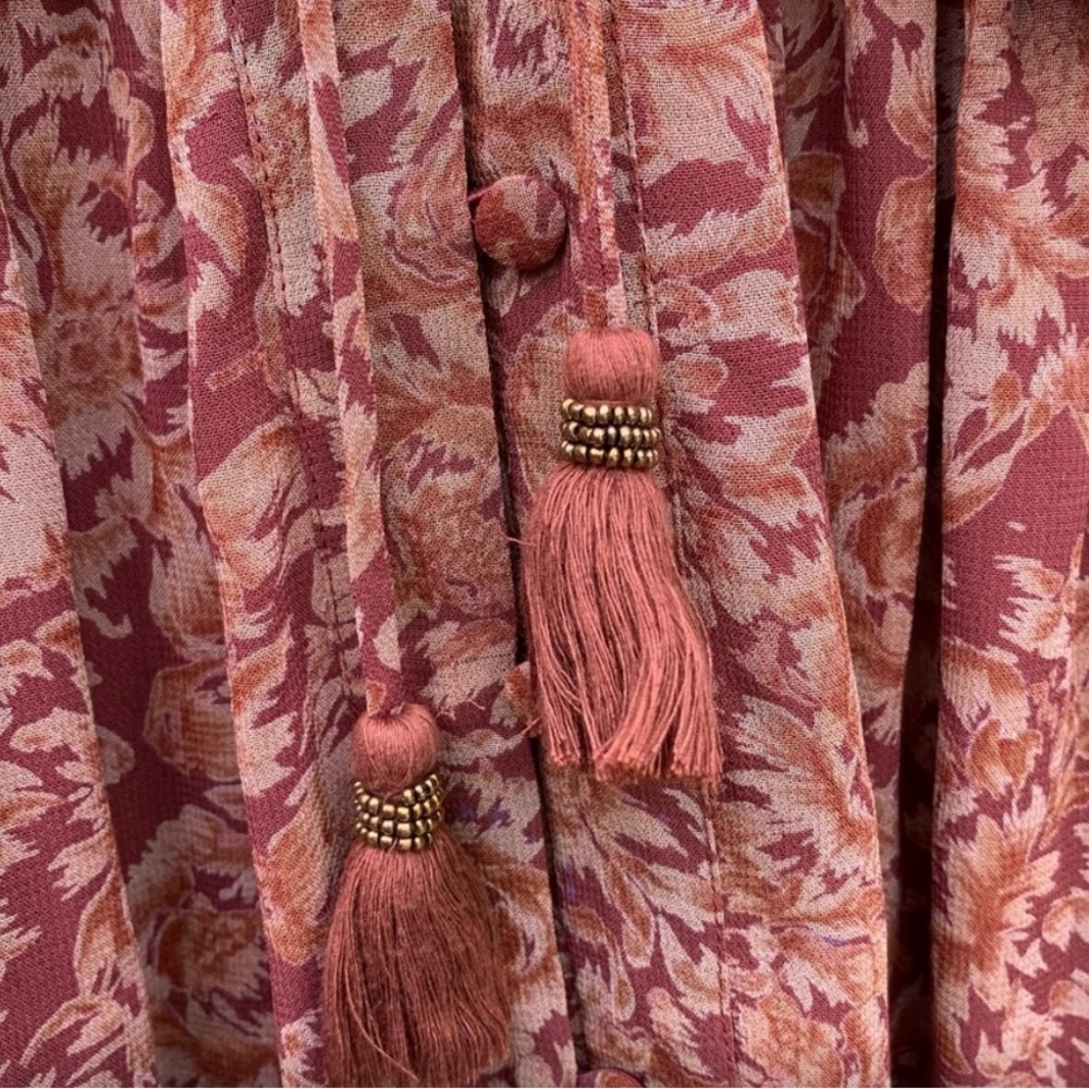 Chan Luu Boho Floral Empire Silk Paprika Dress - Picture 4 of 4